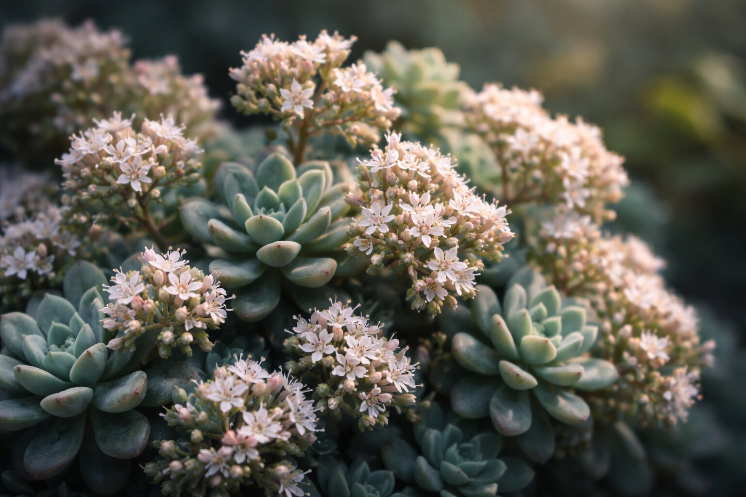 vetplant met kleine bloemetjes
