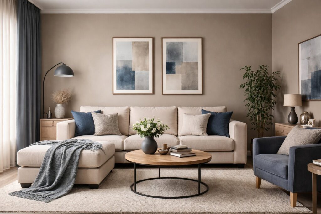 taupe muurverf woonkamer, taupe