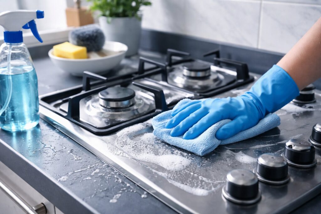 rvs gasfornuis schoonmaken, gasfornuis