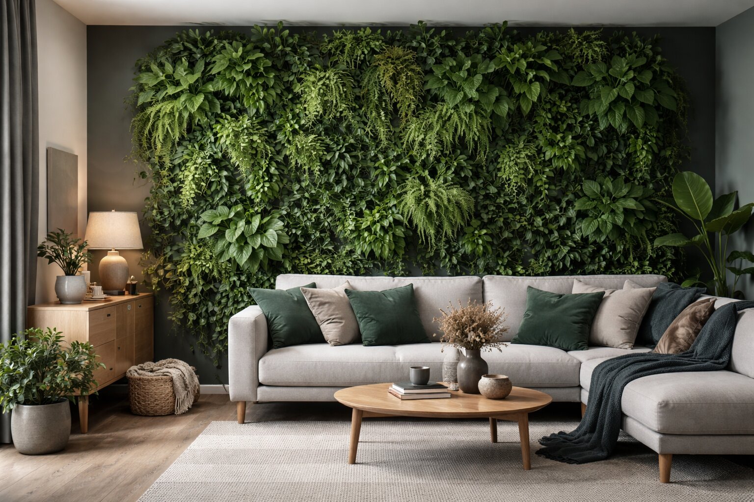 groen op de muur woonkamer